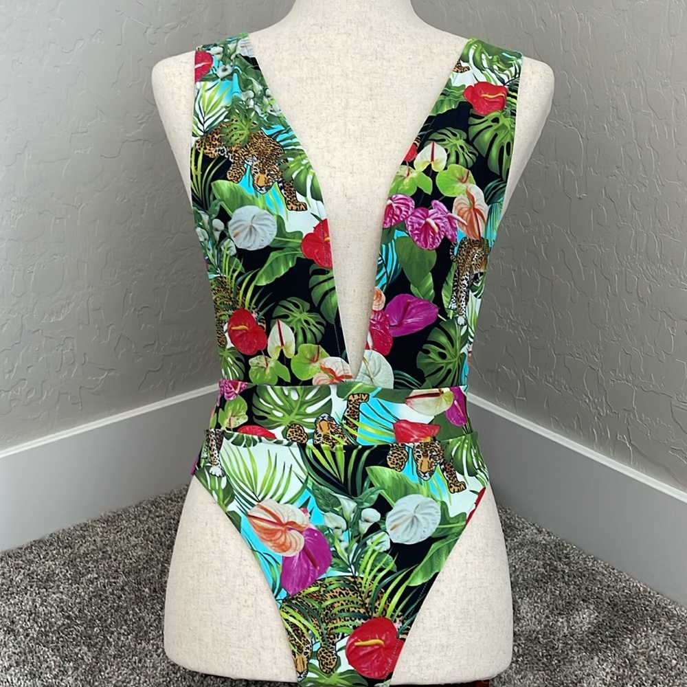 Sauvage low neck and low back high waist bikini / body suit